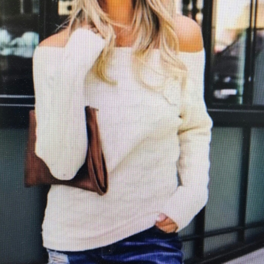 sale-Boho slouchy off the shoulder Sweater - Picture 2 of 2